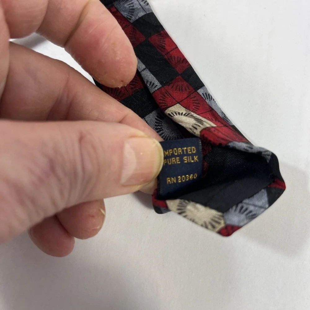 J Blades and Co Mens Tie  4 in W x L 63 in Silk Red Black Silver Blue